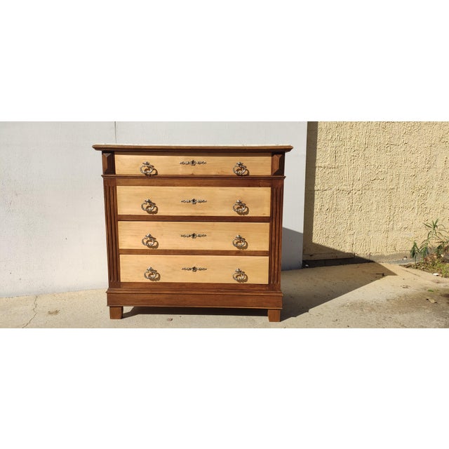 Chest of Drawers in Wood and White Marble, 1950s For Sale - Image 11 of 11