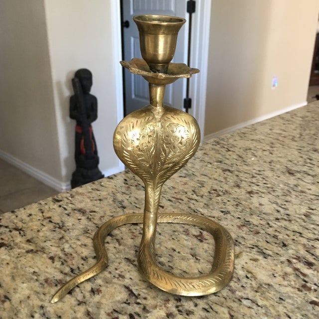 Bohemian Brass Cobra Candle Holder Chairish
