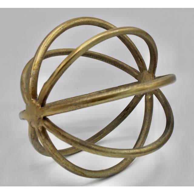 Mid 20th Century Vintage Modern Golden Metal Orb For Sale - Image 5 of 9