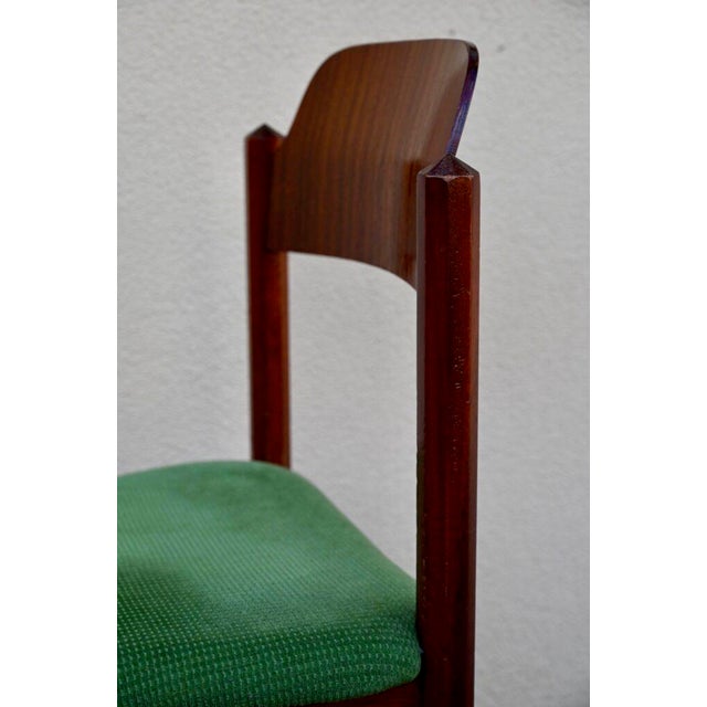 Vintage Scandinavian Brutalist Chairs in Teak and Green Velvet, 1960s, Set of 4 For Sale - Image 15 of 18