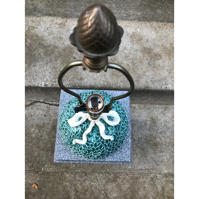 Rare Chapman topiary planter style lamp. The ceramic top section resembles a boxwood plant with a Chapman’s signature bow...