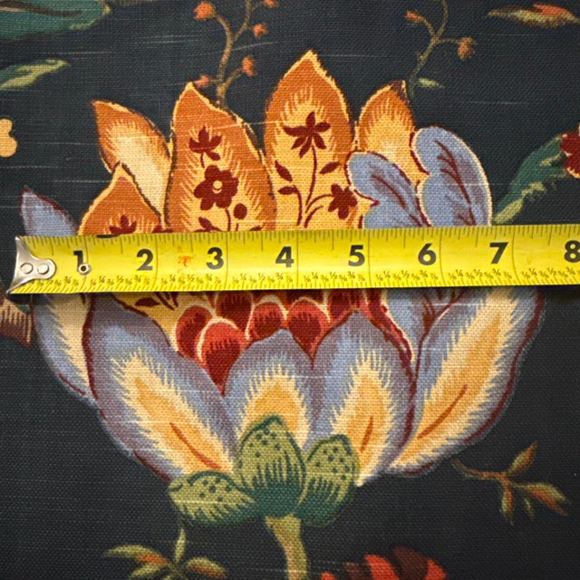 Late 20th Century Vintage Jay Yang Navy Jacobean Floral Decorator Fabric, 5 Yards For Sale - Image 5 of 11