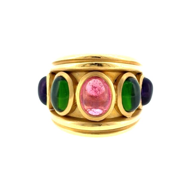Early 21st Century Seidengang 18k Diopside Amethyst & Tourmaline Ring, Size 6.5 For Sale - Image 5 of 8