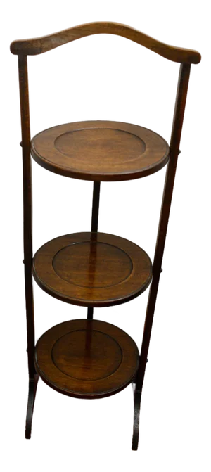 Early 20th Century Oak Edwardian English Tilting Muffin Stand Folding Server
