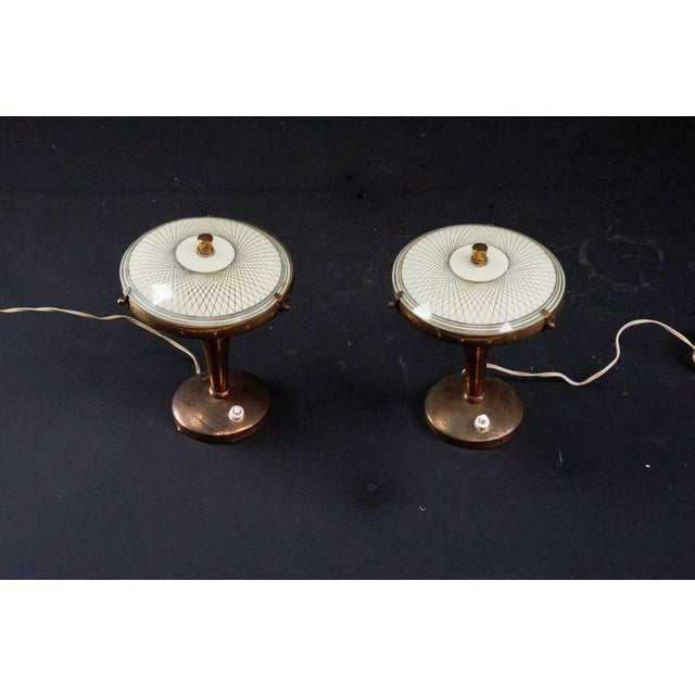 Metal Bedside Lamps in Curved Glass attributed to Pietro Chiesa, Italy, 1950s, Set of 2 For Sale - Image 7 of 10