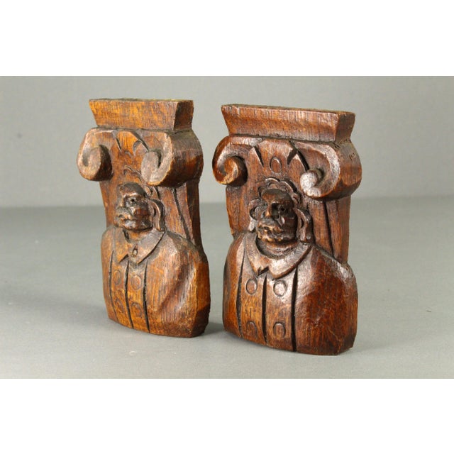 English Antique Carved Oak Small Panels Male Portraits Busts, English For Sale - Image 3 of 18