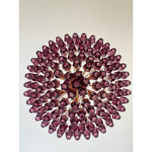 Contemporary Violet Poliedri Murano Glass Chandelier in Venini Style For Sale - Image 9 of 9