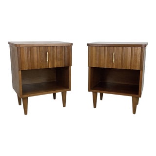 Mid-Century Walnut Nightstands- a Pair For Sale