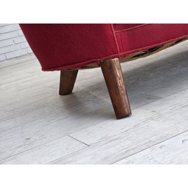 Mid-Century Modern Danish 2-Seater Banana Sofa in Wool with Oak Legs, 1960s For Sale - Image 3 of 18