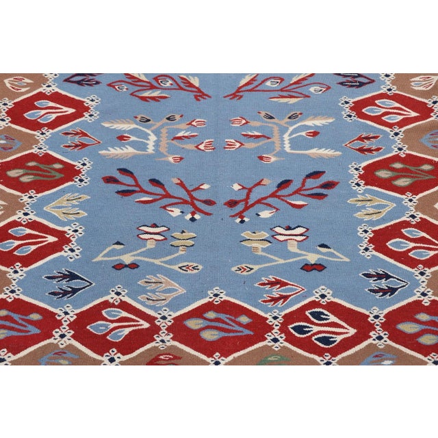 Vintage Oltenian Romanian Kilim Rug, 04'01 X 05'11 For Sale - Image 4 of 9