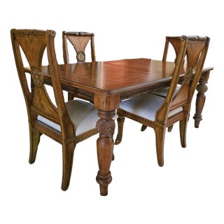 Tommy Bahama Style Rectangle Extendable Dining Table & Chairs – Set of 5 For Sale