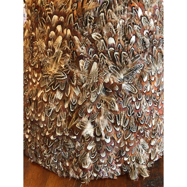 Brown Antique French Vintage Directoire Steel Floor Lamp With Feather Shade For Sale - Image 8 of 10