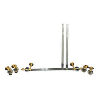 Trio of Vintage Sherle Wagner 24k Gold and Fluted Rock Crystal Towel Bars - 18" Heritage Imperial Swan Suite For Sale