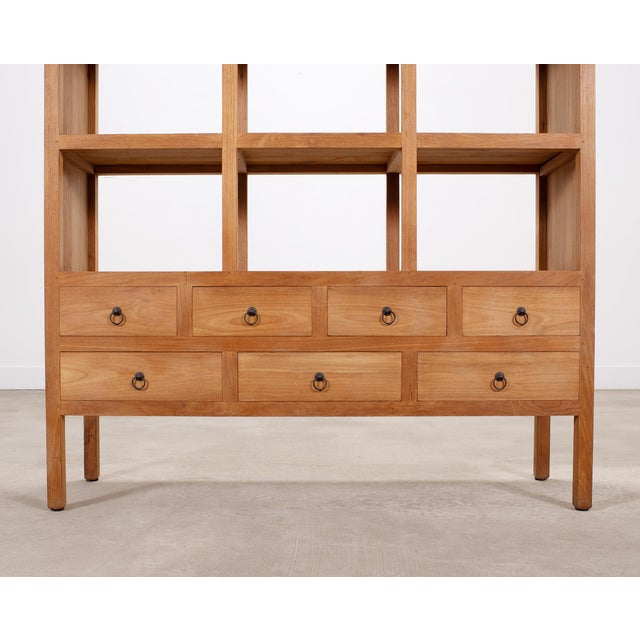 Brown 20th Century Teak Twelve-Compartment Étagère Display Cabinet For Sale - Image 8 of 18