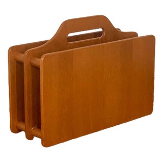 Vintage Teak Newspaper Rack For Sale