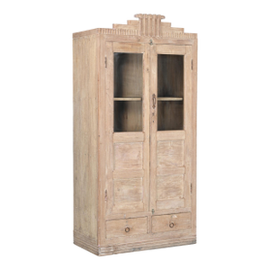 Vintage Indian Bleached Teakwood Bookcase/Armoire