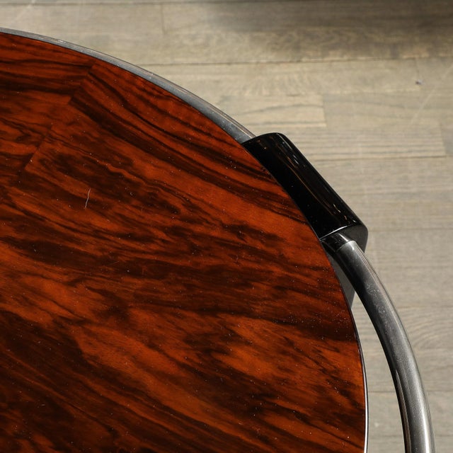 Wood Art Deco Two-Tier Book-Matched Walnut & Black Lacquer Occasional Table by Louis Sognot For Sale - Image 7 of 12