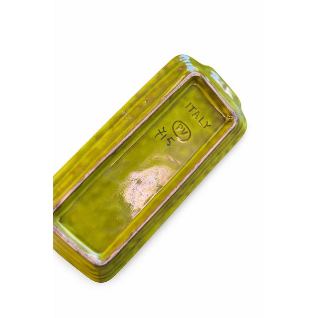 1960s Vintage Italian Chartreuse Glazed Ceramic Coffee & Tea Service – 4 Pieces Including Teapot, Creamer, Sugar & Butter Dish For Sale - Image 5 of 6