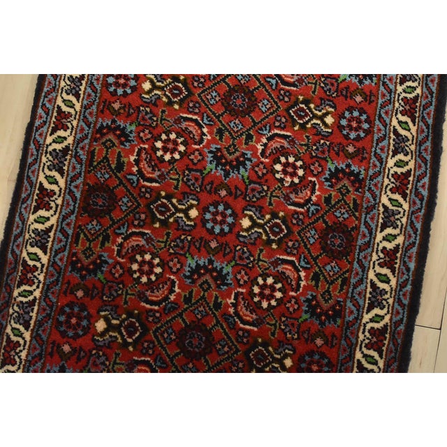 Fine Bidjar Rug 1’5” X 1’10” Red Wool Vintage Hand-Knotted Carpet For Sale - Image 4 of 6