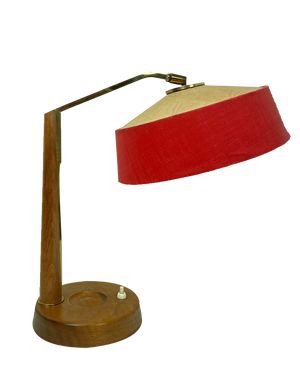 Wood and Brass Table Lamp attributed to Temde, 1960s
