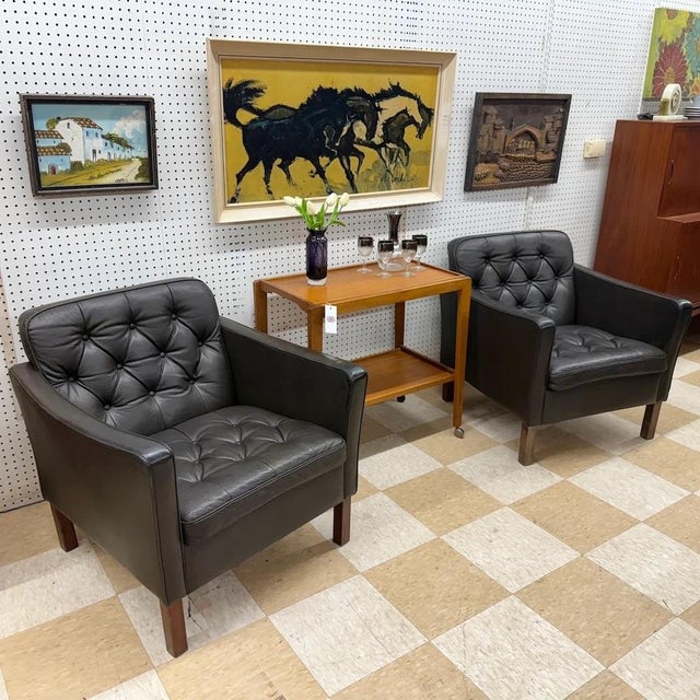 Mid 20th Century Danish Leather Armchairs - Pair For Sale - Image 10 of 10