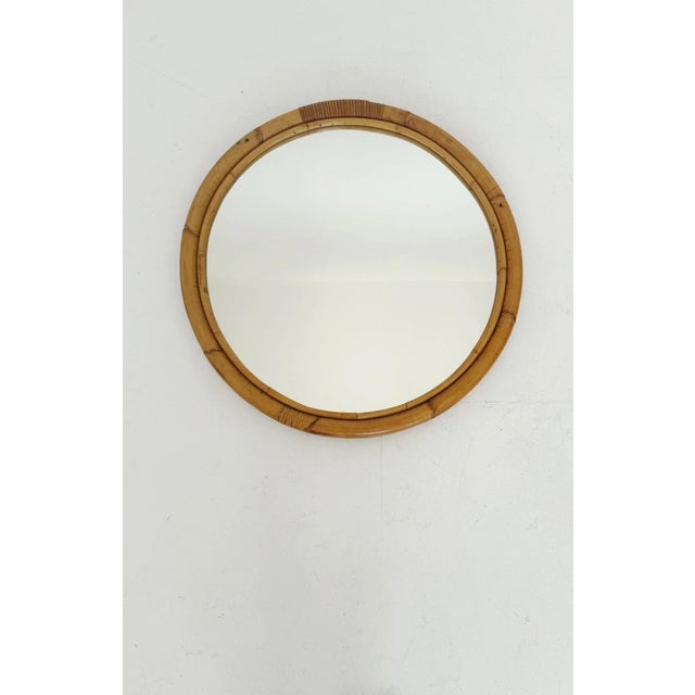 Vintage Round Wicker Mirror, 1960s For Sale - Image 4 of 4