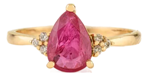 1.21 Carat Certified Ruby and Diamond Statement Ring Size 6 for Wedding in 14k Gold