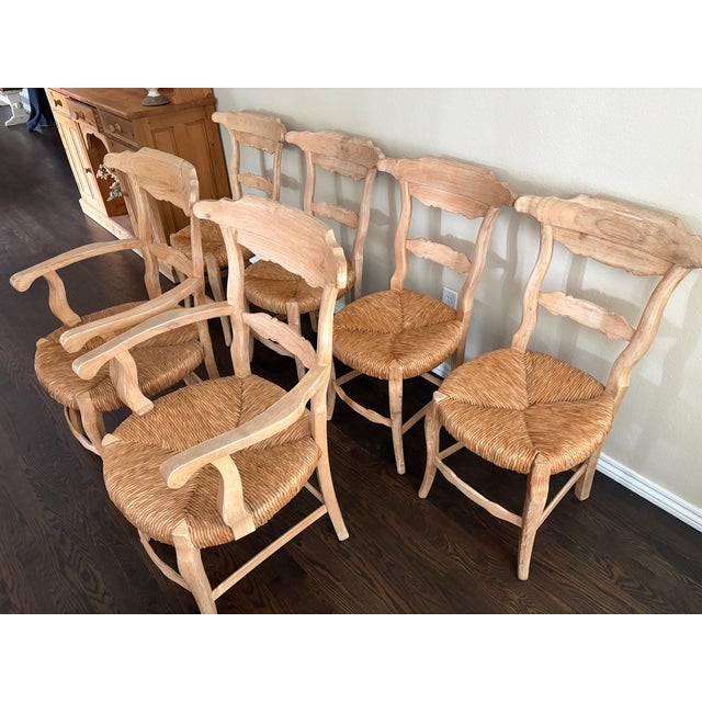 French Provincial French Provincial Style Dining Chairs With Woven Seats — Set of Six For Sale - Image 3 of 8