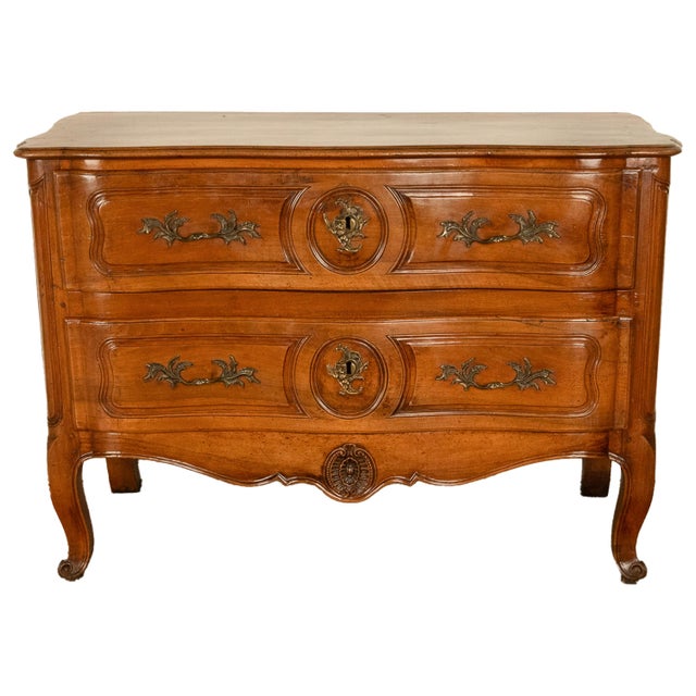 French Provincial Antique 18th Century Louis XV French Provincial Rococo Cherry Commode Chest 1750 For Sale - Image 3 of 10