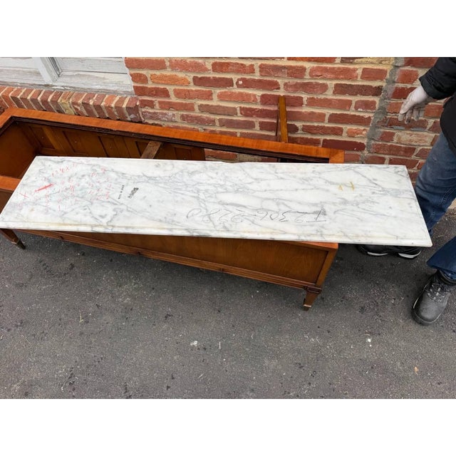 Vintage Hollywood Regency Campaign Style Marble Top Low Table Cabinet by Weiman For Sale - Image 15 of 18