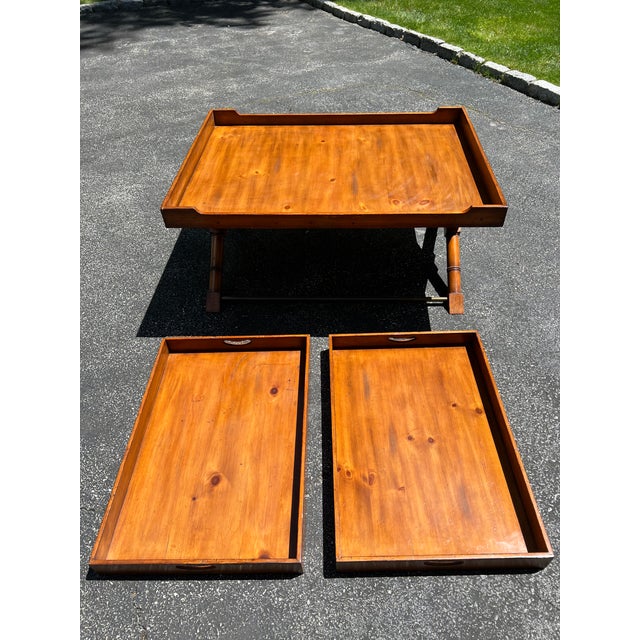 2000's Ralph Lauren Faux Bamboo Butler's Tray Coffee Table by