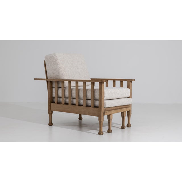 Mid-Century Reclining Lounge Armchair with Pull-Out Footrest in Bouclé Upholstery For Sale In Greensboro - Image 6 of 18