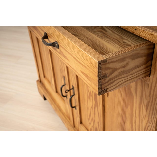 Antique Art Nouveau German Pine Cabinet with Two Drawers, 1910 For Sale - Image 13 of 18
