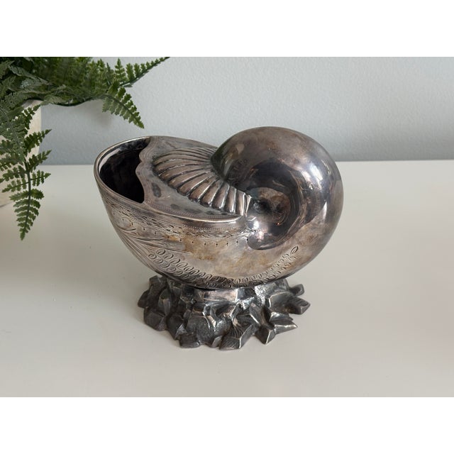 Late 19th Century Victorian Silver Plated Nautilus Shell Spoon Warmer – Decorative Engraving For Sale - Image 12 of 12