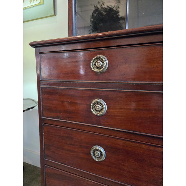 Georgian Mahogany Astragal Glazed Secretaire Bookcase on Swept Bracket Feet For Sale In Atlanta - Image 6 of 18