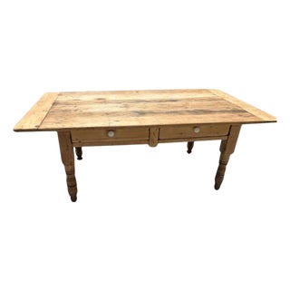 19Thc Pine Farm Table /Coffee Table W/Drawers For Sale