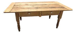 19Thc Pine Farm Table /Coffee Table W/Drawers