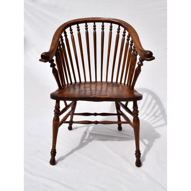 19th C. Windsor Style Accent Chair With Dolphin Head Arms For Sale - Image 10 of 13