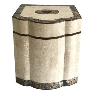 1980s Tesellated Stone and Brass Inlayed Tall Box For Sale