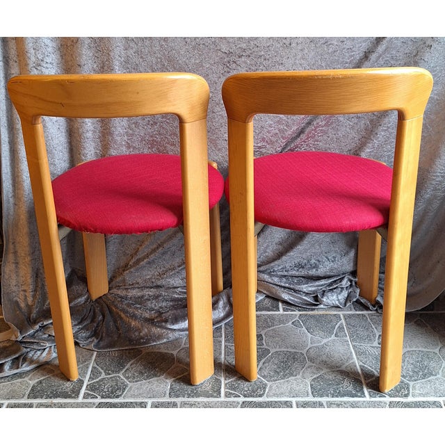 Vintage Chairs with Red Upholstered Covers by Bruno Rey, 1970s, Set of 2 For Sale - Image 4 of 7