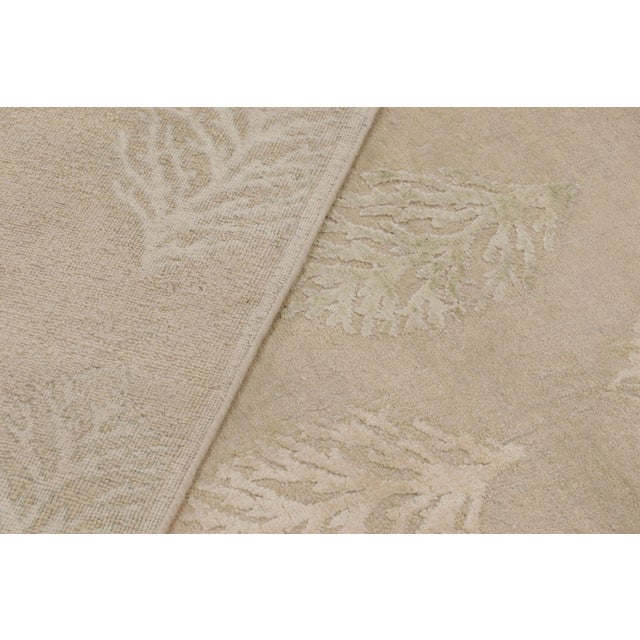 Beige Rug & Kilim’s Block Print Rug With Sage and Ivory Leaf Florals For Sale - Image 8 of 10