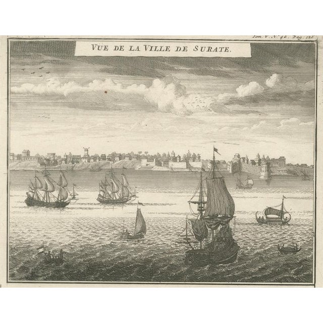 Antique View of Surat and Plan of Batavia, 1719 For Sale - Image 3 of 10
