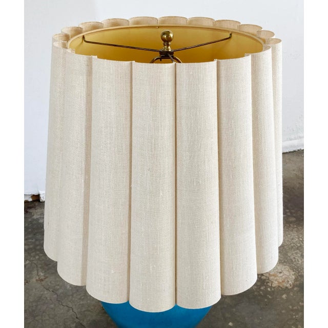 Vintage Vibrant Blue Ginger Jar Table Lamp Paul Hanson Style For Sale - Image 4 of 8