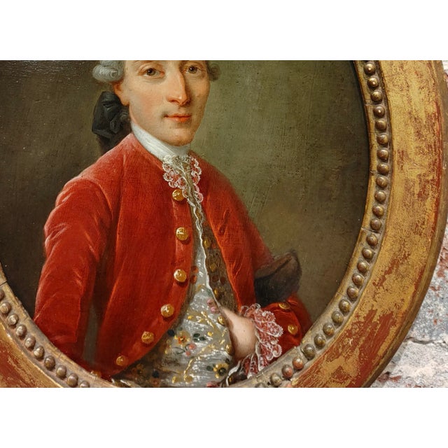 Baroque Bartolomeo Nazari-1740s Portrait of a Baroque Gentleman in a Red Coat-Oil Painting For Sale - Image 3 of 12