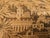Vintage French wall hanging tapestry panel in gold tone, depicting a landscape scenery with river and monuments in the...