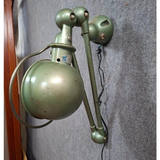 Industrial Lamp in Green Lacquered Metal from Jieldé, Lyon, 1950s For Sale - Image 4 of 8