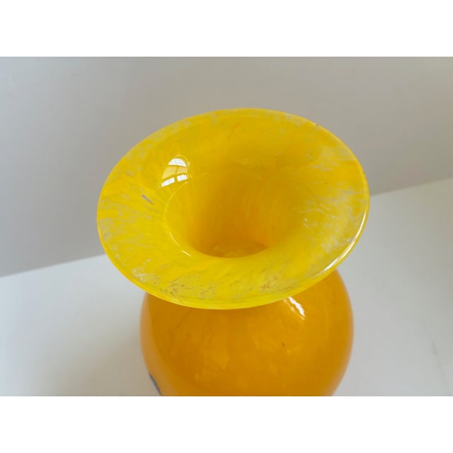 Vintage Yellow Murano Glass Vase With Millefiori | Made in Italy | Signed For Sale - Image 6 of 14