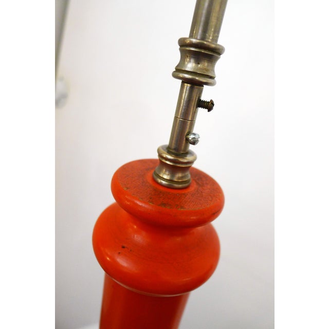 Vintage Space Age Pendant Light in Orange Wood & Opaline Lampshade, 1960s For Sale - Image 4 of 12