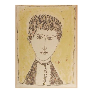 Vintage Mid Century Zoran Antonio Music Portrait Lithograph For Sale