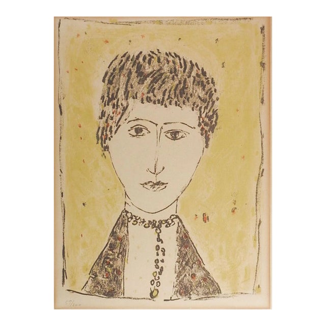 Vintage Mid Century Zoran Antonio Music Portrait Lithograph For Sale